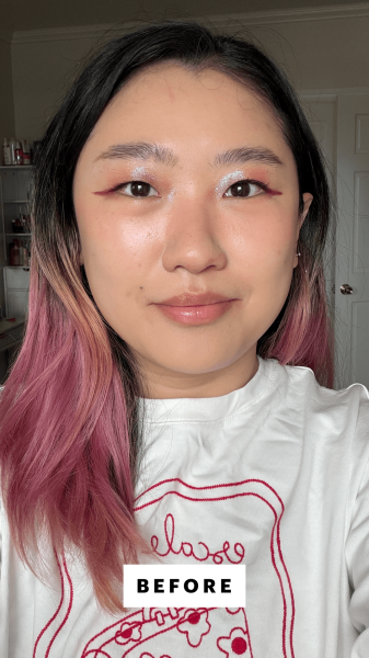Han before applying the Chanel Lip Liner in Berry  Eadem Le Chouchou in Bissap Glaze Combo