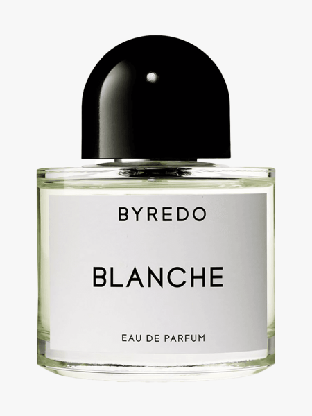 Byredo Blanche Eau de Parfum in a branded component on a light gray background