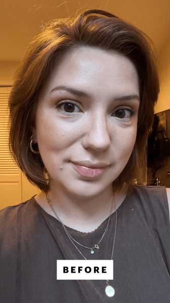 Silva before applying the M.ph liner in Sizzle  VioletteFr Bisou Balm in Chocolat Combo